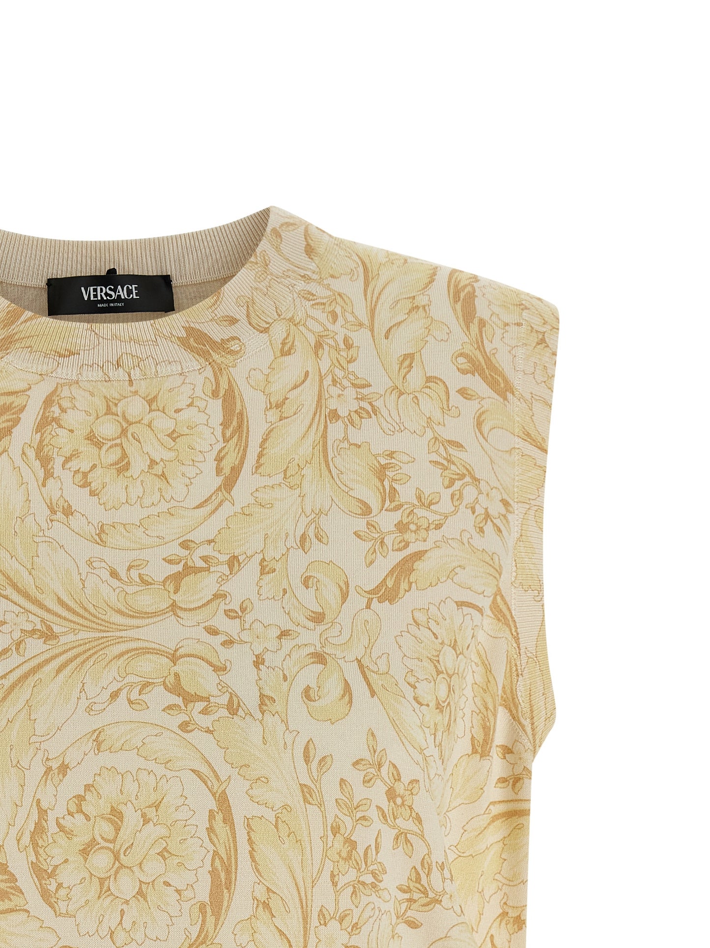 Chaqueta sin mangas de seda bicolor Versace