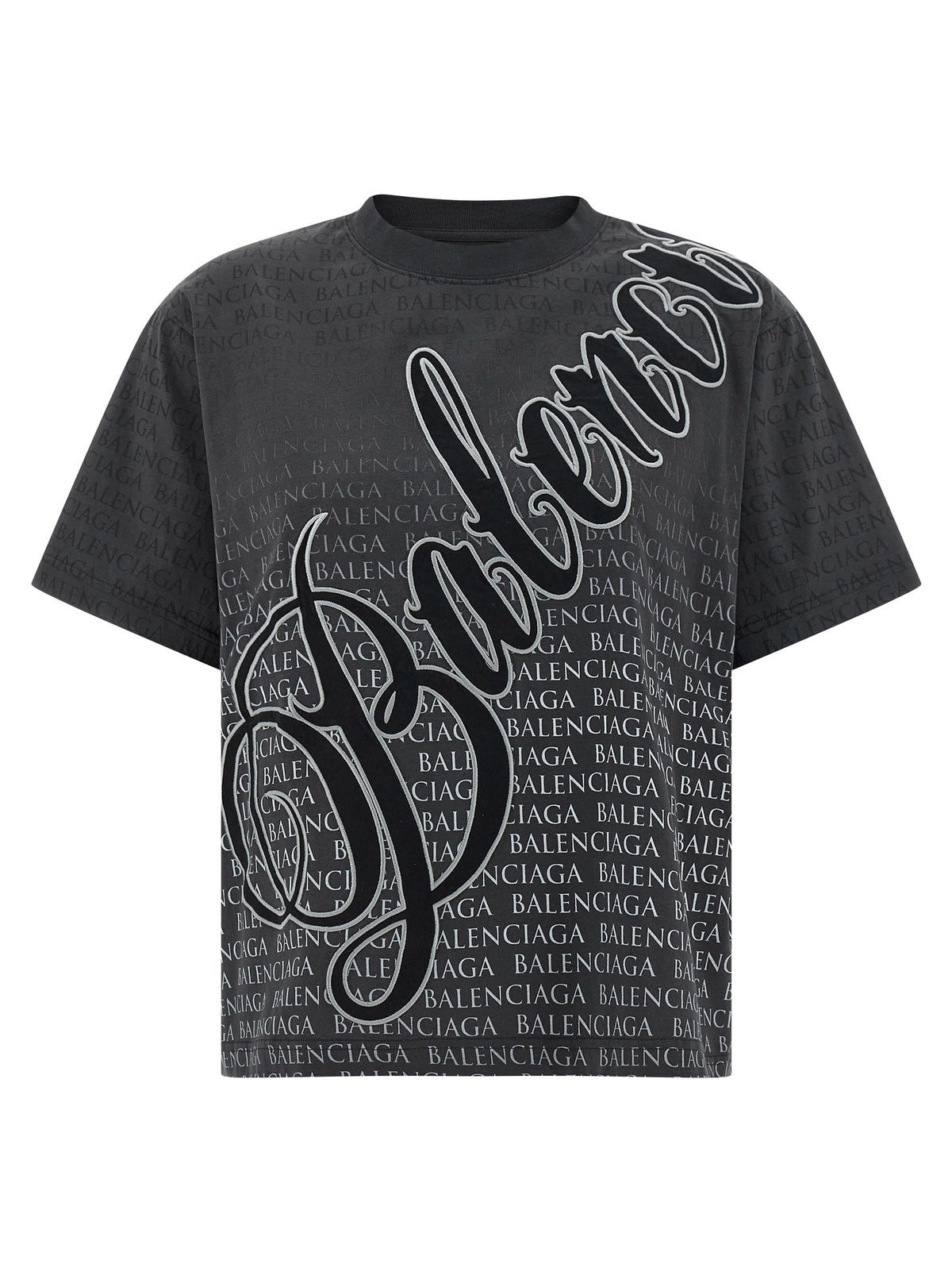 Balenciaga T-shirt Coton Noir Effet Délavé Subtil Contemporain