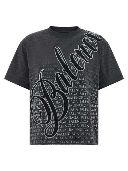 Balenciaga T-shirt Coton Noir Effet Délavé Subtil Contemporain