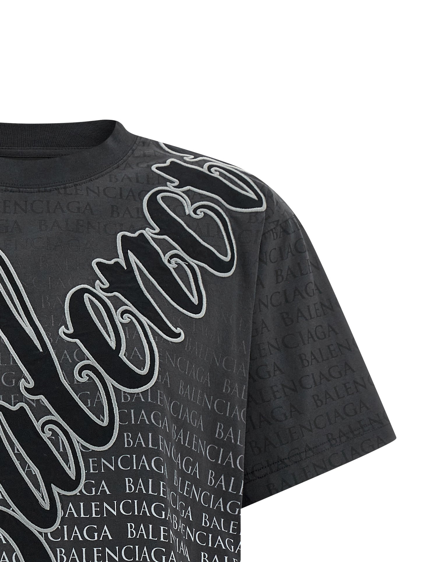 Balenciaga T-shirt Coton Noir Effet Délavé Subtil Contemporain