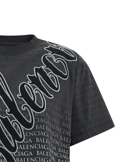 Balenciaga T-shirt Coton Noir Effet Délavé Subtil Contemporain