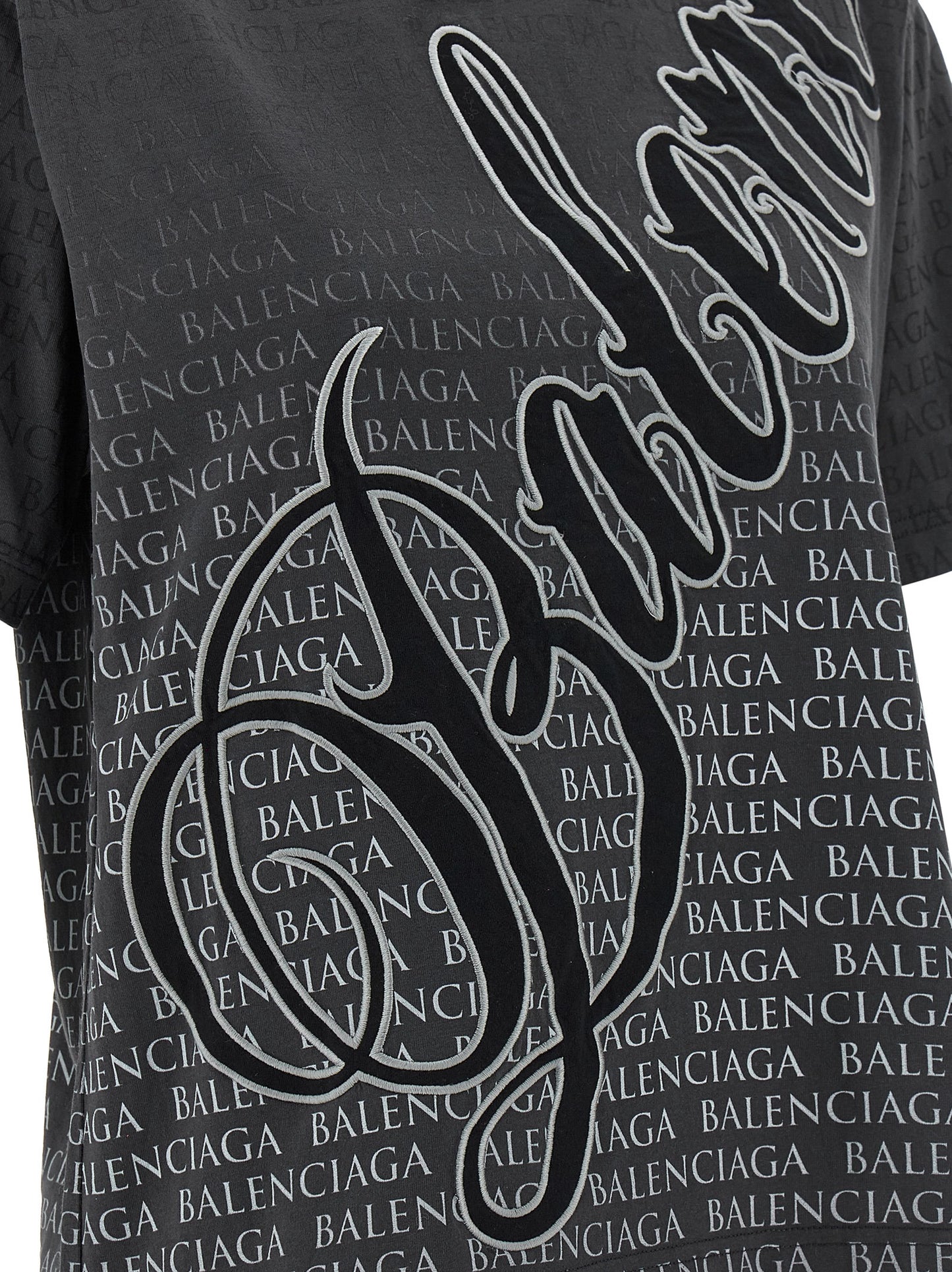 Balenciaga T-shirt Coton Noir Effet Délavé Subtil Contemporain