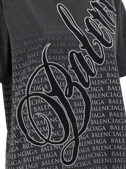 Balenciaga T-shirt Coton Noir Effet Délavé Subtil Contemporain