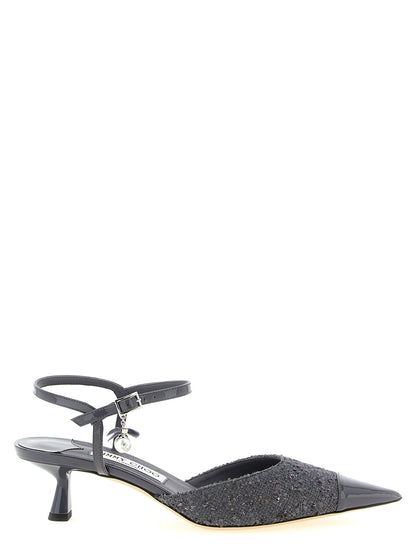 Zapatos de tacón medio Jimmy Choo de Tencel gris