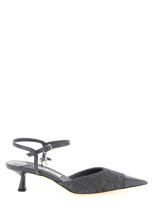 Zapatos de tacón medio Jimmy Choo de Tencel gris