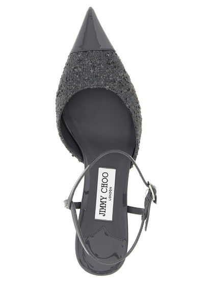 Zapatos de tacón medio Jimmy Choo de Tencel gris