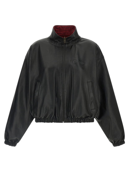 Chaqueta de cuero de cordero negra Balenciaga