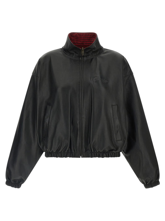 Chaqueta de cuero de cordero negra Balenciaga