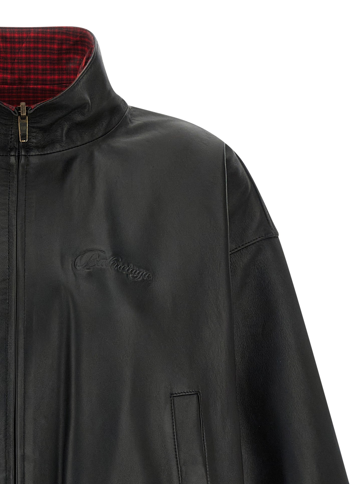 Chaqueta de cuero de cordero negra Balenciaga