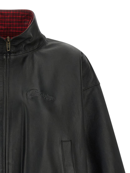 Chaqueta de cuero de cordero negra Balenciaga