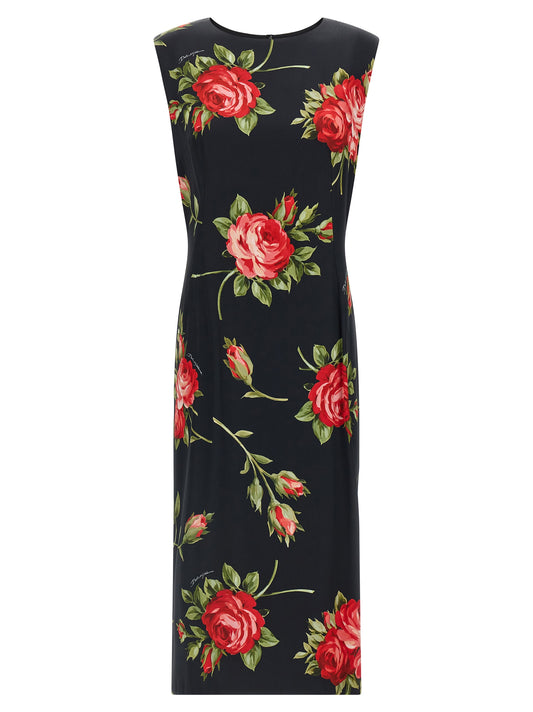 Vestido midi negro de viscosa de Dolce & Gabbana