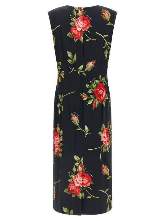 Vestido midi negro de viscosa de Dolce & Gabbana