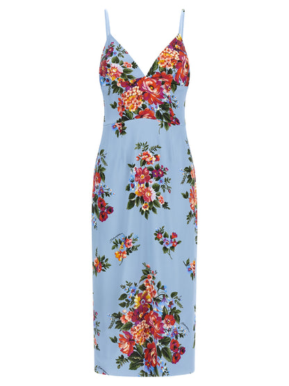 Vestido midi de viscosa azul Dolce & Gabbana