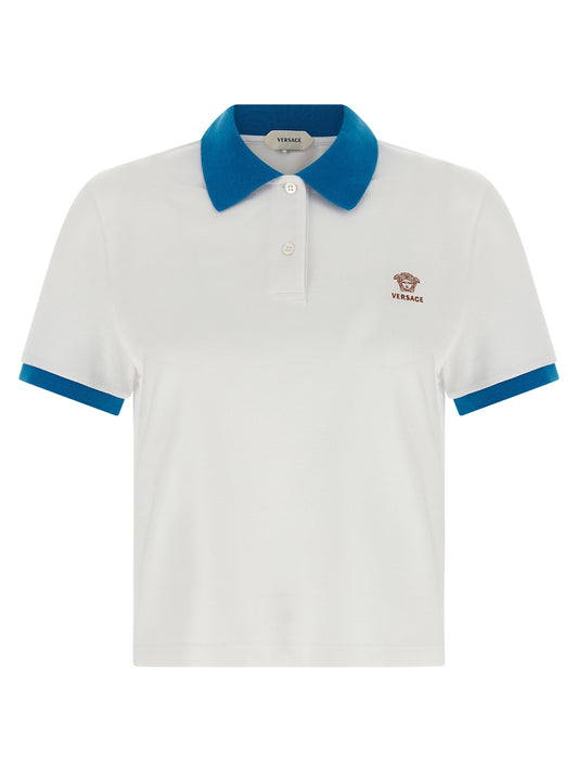 Camisa polo Versace azul de algodón