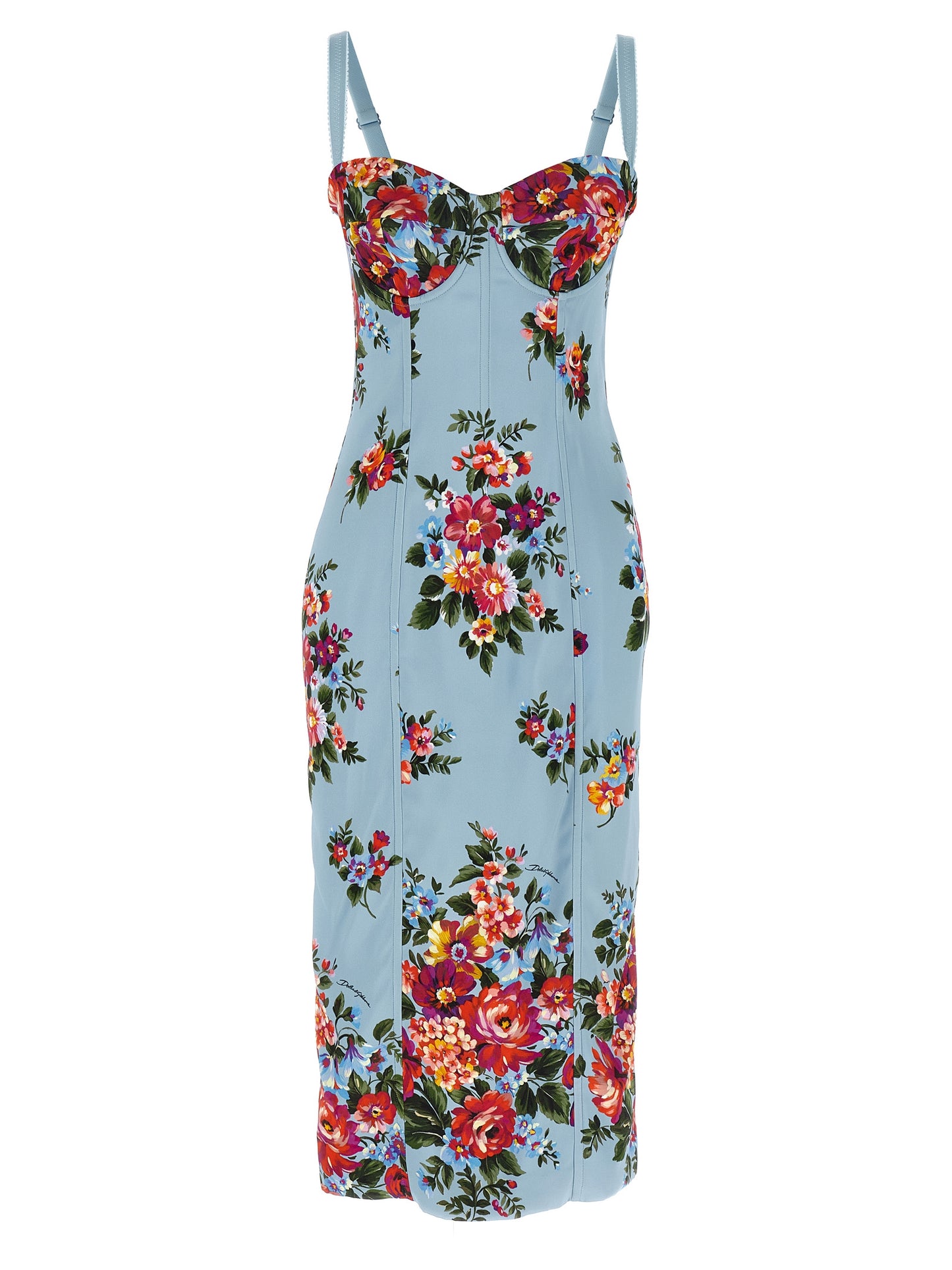 Vestido midi de viscosa azul Dolce & Gabbana