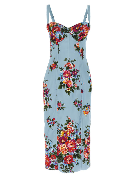 Vestido midi de viscosa azul Dolce & Gabbana