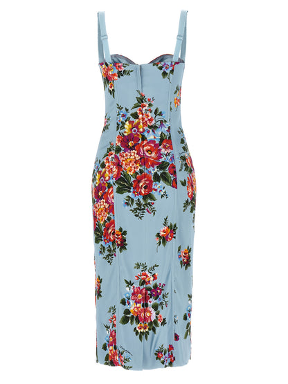 Vestido midi de viscosa azul Dolce & Gabbana