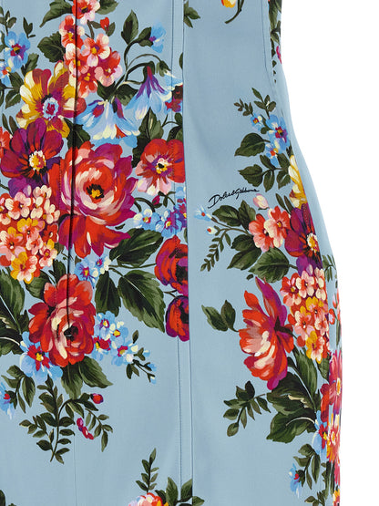 Vestido midi de viscosa azul Dolce & Gabbana