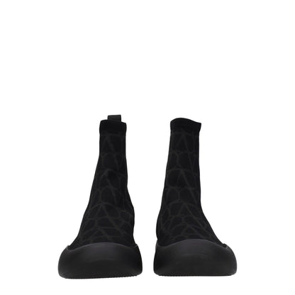 Valentino Garavani Black Fabric High-Top Sneakers