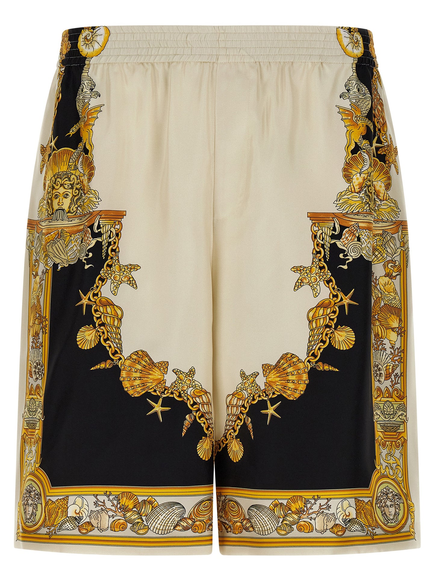 Pantalones cortos bermudas de seda multicolor Versace