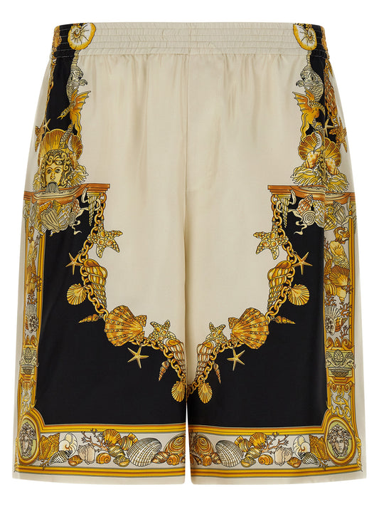Pantalones cortos bermudas de seda multicolor Versace