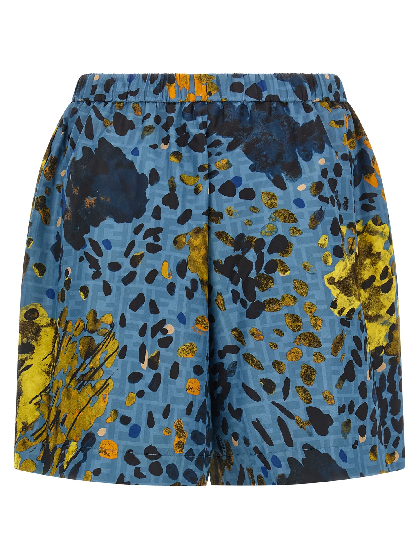 Fendi Blue Polyester Bermuda Shorts - All-Over F Motif Print