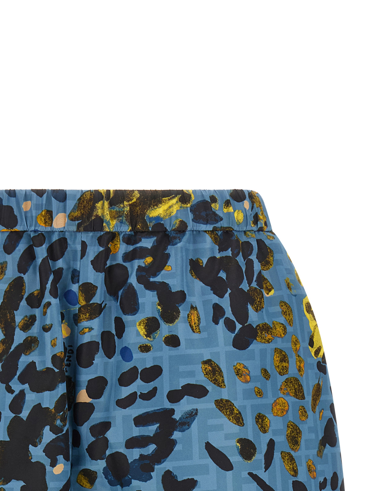 Fendi Blue Polyester Bermuda Shorts - All-Over F Motif Print