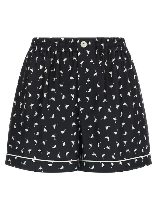 Pantalones cortos bermudas de seda bicolor Moschino