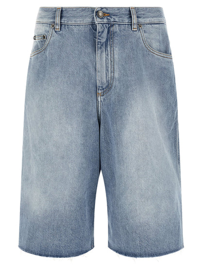 Bermudas De Algodón Azul Claro De Corte Ancho Dolce & Gabbana