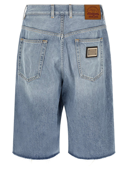 Bermudas De Algodón Azul Claro De Corte Ancho Dolce & Gabbana