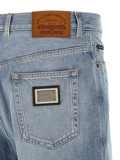 Bermudas De Algodón Azul Claro De Corte Ancho Dolce & Gabbana