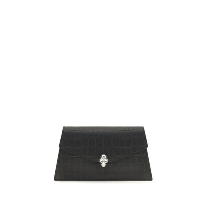 Alexander McQueen Clutch de piel de becerro negra Bos Taurus