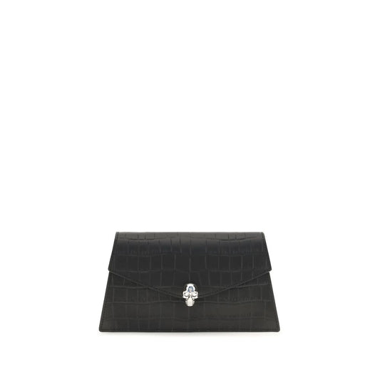 Alexander McQueen Clutch de piel de becerro negra Bos Taurus