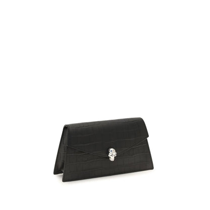 Alexander McQueen Clutch de piel de becerro negra Bos Taurus