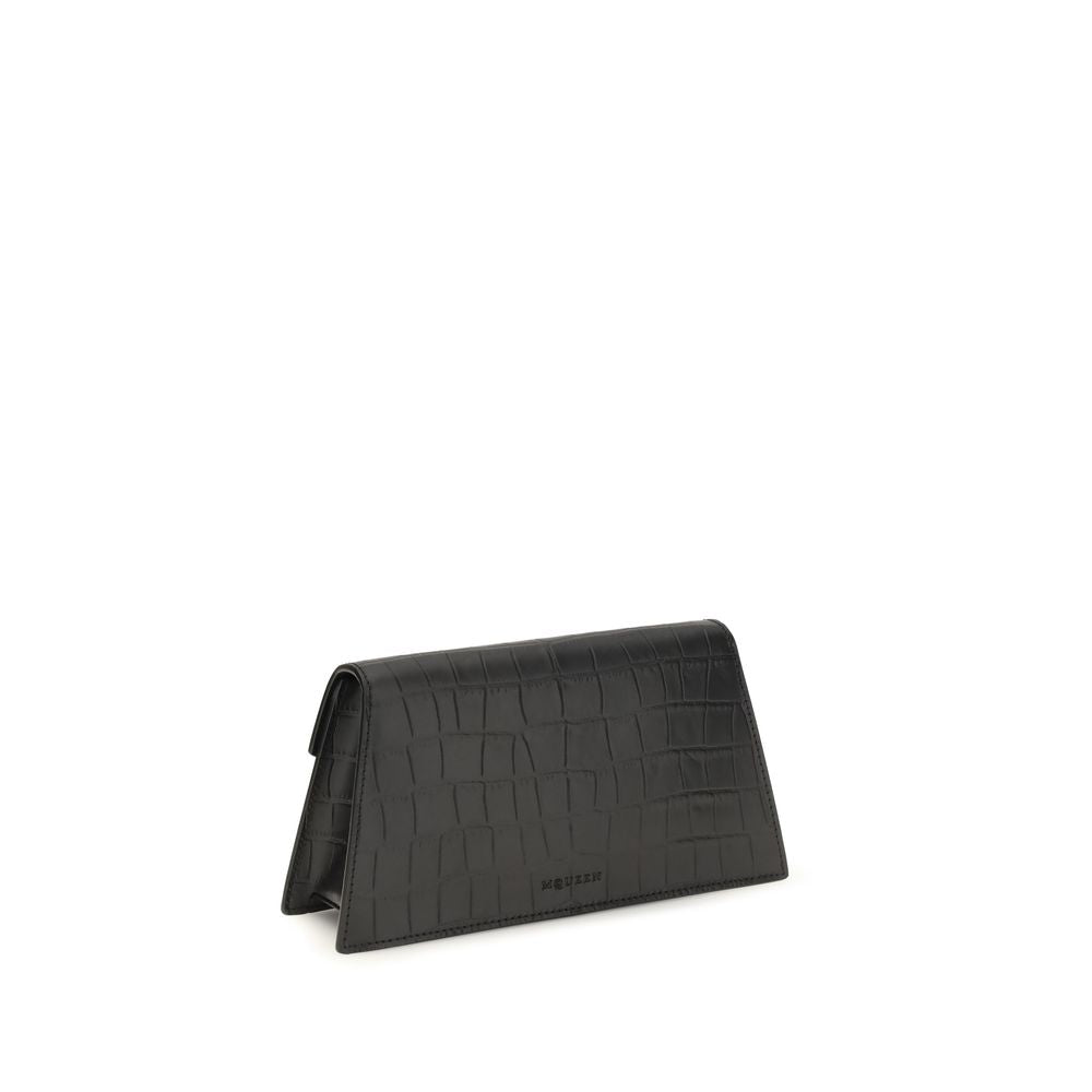 Alexander McQueen Clutch de piel de becerro negra Bos Taurus