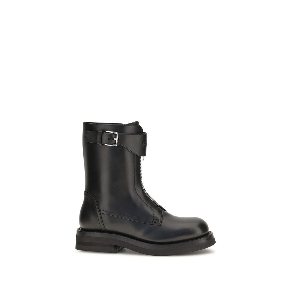 Alexander McQueen Botas Negras De Piel Bos Taurus Con Cordones
