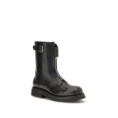 Alexander McQueen Botas Negras De Piel Bos Taurus Con Cordones