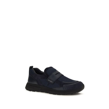Baskets en cuir de veau Prada bleues Collection Bos Taurus