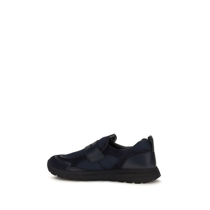 Baskets en cuir de veau Prada bleues Collection Bos Taurus
