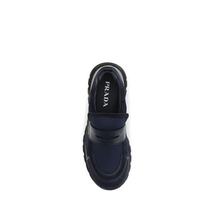 Baskets en cuir de veau Prada bleues Collection Bos Taurus