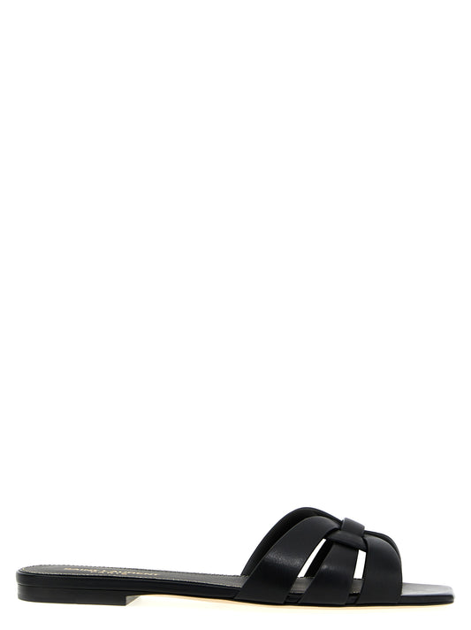 Chanclas Saint Laurent de piel de becerro negras