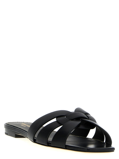 Chanclas Saint Laurent de piel de becerro negras