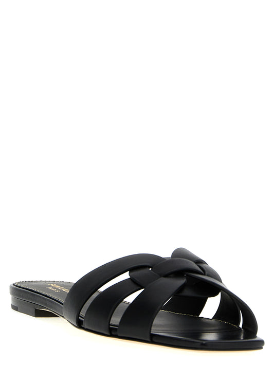 Chanclas Saint Laurent de piel de becerro negras