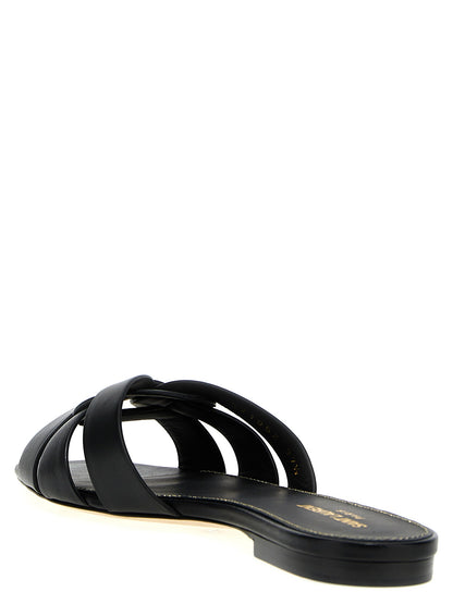 Chanclas Saint Laurent de piel de becerro negras