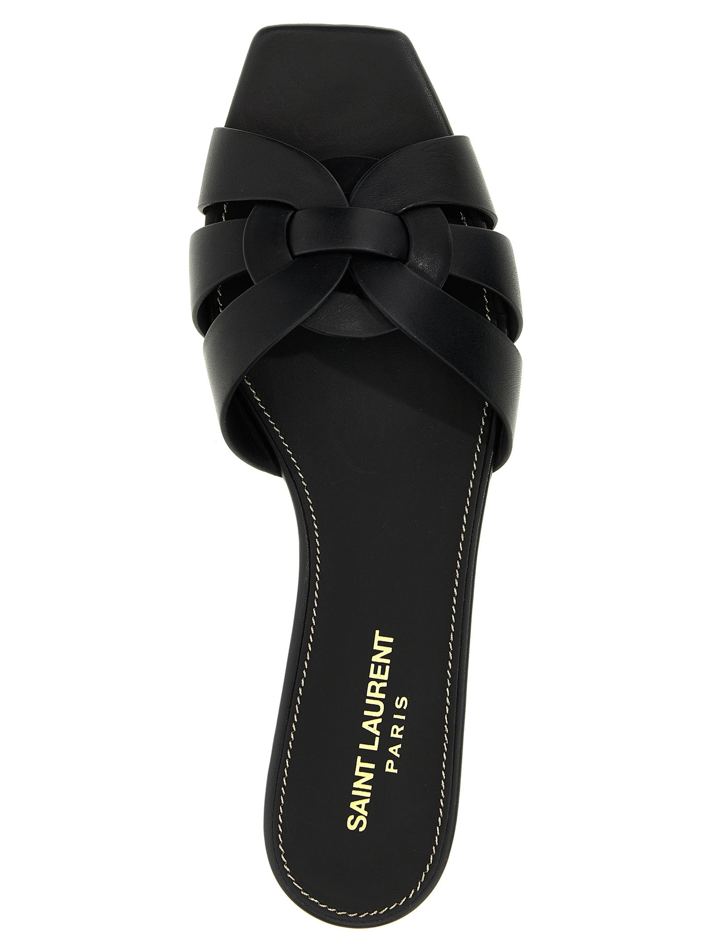 Chanclas Saint Laurent de piel de becerro negras