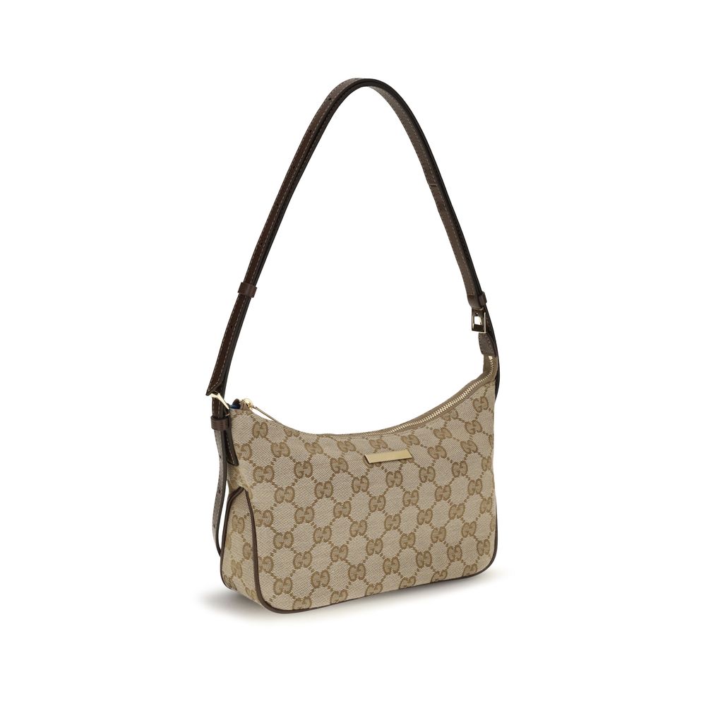 Bolso De Mano Gucci De Tela Beige Con Estructura Lateral