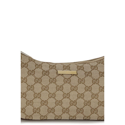 Bolso De Mano Gucci De Tela Beige Con Estructura Lateral