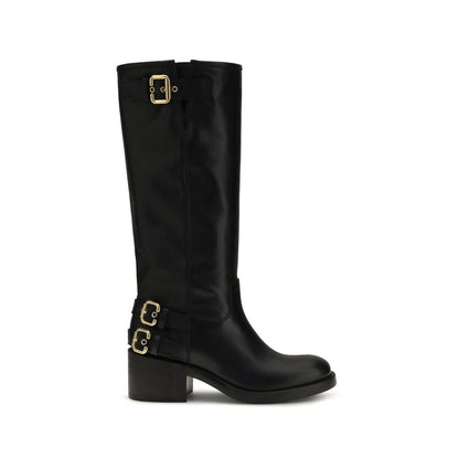 Chloé Flat-heeled Boots In Black Bos Taurus Leather