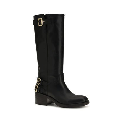 Chloé Flat-heeled Boots In Black Bos Taurus Leather