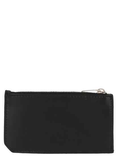 Porte-cartes Saint Laurent en cuir de veau noir
